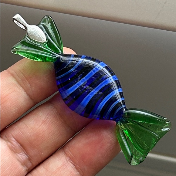 🖤Venetian Murano glass Candy 🍬 Pendant - green blue - Picture 4 of 11